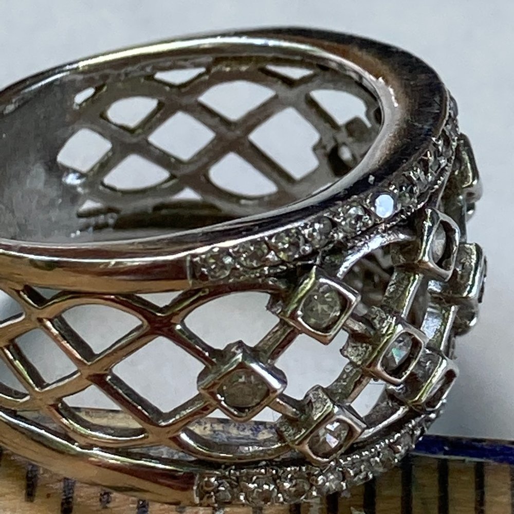Sterling Silver Open Weave Statement Ring With Sm… - image 3
